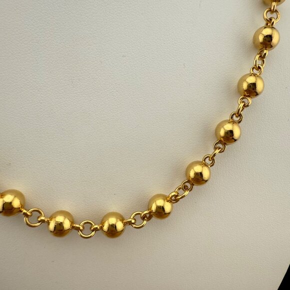 Gold Tone Round Bead Chain Necklace Simple Elegant Jewelry For Women Lightweight - Picture 4 of 8